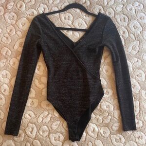 Black Sparkle Long Sleeve Bodysuit